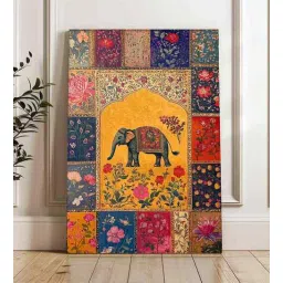 art street (1Pc) Multicolor Canvas Elephant Floral Wall Art-picture-21