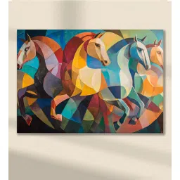 art street (1Pc) Multicolor Canvas Horses Feng Shui Wall Art-picture-40