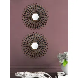 Art Street 2-Pcs Brown Round Framed Decorative Wall Mirrors-picture-30