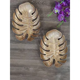 Art Street 2-Pcs Golden Leaf Shaped Wall Plates-picture-15