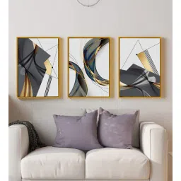 art street Abstract Line Canvas Painting Grey White Gold Modern Poster And Prints Framed Wall Art Prints-picture-11