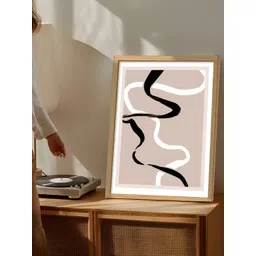 Art Street Beige & Black 1 Piece Synthetic Wood Abstract Table Top Paintings-picture-32