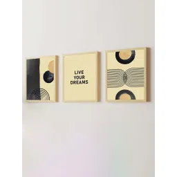 Art Street Beige & Black Motivational Quotes Live Your Dreams Art Prints - Set of 3 image 2