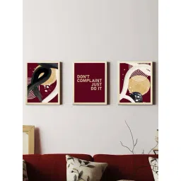 Art Street Beige & Maroon Motivational Quotes Don'T Complaint Just Do It Art Prints - Set of 3-picture-33