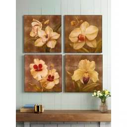 Art Street Beige Canvas Colorful Orchids Floral Wall Painting - Set of 4-picture-27