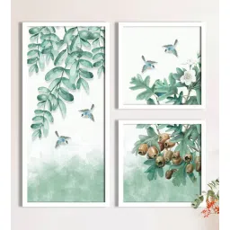 art street Bird Floral White Plastic Framed Floral Art Print-picture-31