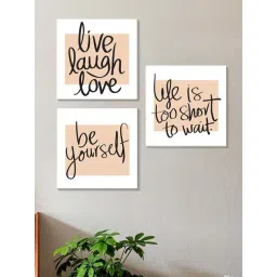 Art Street Black & Beige Live Love Laugh Be Yourself Stretched Wall Art - Set of 3-picture-28