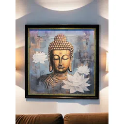 Art Street Black & Gold-Toned 1 Piece Synthetic Wood Religious Wall Paintings image 2