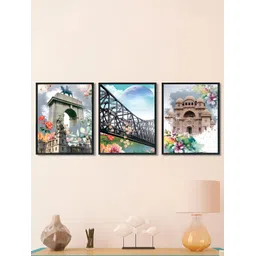 Art Street Black & White 2 Piece Synthetic Wood Other Wall Paintings-picture-19