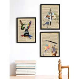 Art Street Black & White 3 Piece Synthetic Wooden Printed Wall Arts-picture-38