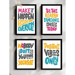 Art Street Black & White 4 Piece Synthetic Wood Other Wall Paintings-picture-17