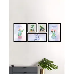 Art Street Black & White 5 Piece Synthetic Wood Abstract Wall Paintings-picture-22