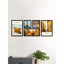 Art Street Black & White 5 Piece Synthetic Wood Abstract Wall Paintings-picture-20