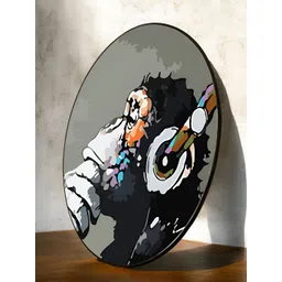Art Street Black & White Paper Monkey with Headphone Graffiti Printed Wall Art-picture-17