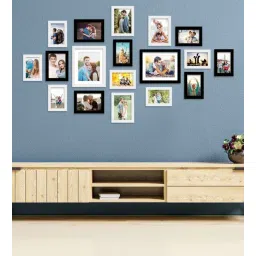 art street Black & White Synthetic Wood Set Of 18<br />Collage Photo Frames-picture-36