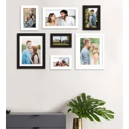 art street Black & White Synthetic Wood Wall In Set Of 7 Collage Photo Frames-picture-27
