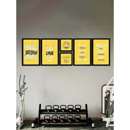 Art Street Black & Yellow Gym Motivational Quotes Live Love Lift Art Prints - Set of 6-picture-36