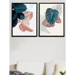 Art Street Black Canvas Floral Theme Framed Canvas Wall Art - Set of 2-picture-40