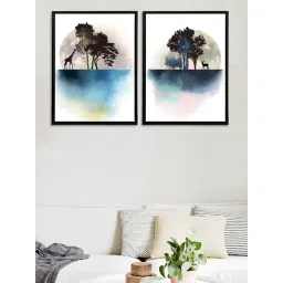 Art Street Black Canvas Nature Theme Framed Canvas Art - Set of 2-picture-26