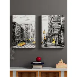 Art Street Black Engineered Wood Mantra Paris City Street Wall Art - Set of 2-image-3