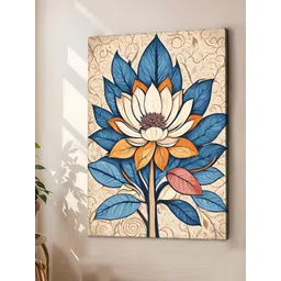 Art Street Blue & Beige Floral Printed Canvas Wall Art-picture-10