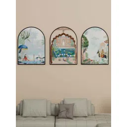 Art Street Blue & Maroon Indian Art Pichwai Print Mdf Decorative Wall Art - Set of 3-picture-10