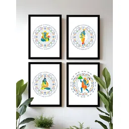 Art Street Blue & White 4 Piece Paper Religious Wall Paintings-picture-18