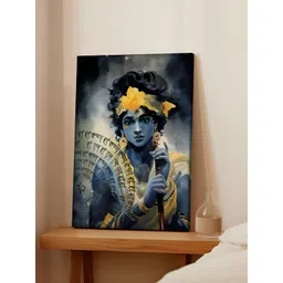 Art Street Blue & Yellow Bhagwan Shree Krishna Religious Canvas Wall Art-picture-18