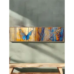 Art Street Blue & Yellow Canvas Abstract Butterfly Painting-picture-31
