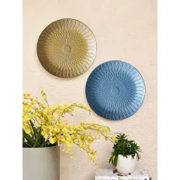 Art Street Blue & Yellow Mdf Decorative Round Wall Hanging Plates - Set of 2-picture-19