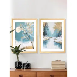 Art Street Blue Wood Watercolor Wall Art Painting - Set of 2-picture-28