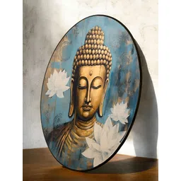 Art Street Brown & Blue Paper Lord Buddha with Lotus Religious Wall Art-picture-39