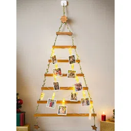 Art Street Brown & Green Christmas Tree Photo Holder With LED Clip Lights Wall Hanging-picture-13