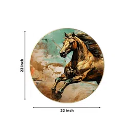 Art Street Brown & Green Paper Wild Running Horse Birds and Animals Printed Wall Art image 3
