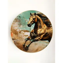 Art Street Brown & Green Paper Wild Running Horse Birds and Animals Printed Wall Art image 5