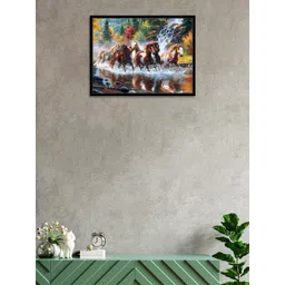 Art Street Brown & Green Running Horse Theme Canvas Wall Art-picture-19