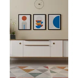 Art Street Brown & White 3-Pieces Geometric Printed Framed Wall Art-picture-34