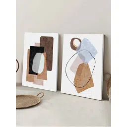 Art Street Brown & White Abstract Theme Stretched Canvas - Set of 2-picture-33