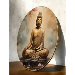 Art Street Brown Paper Meditating Lord Buddha Religious Printed Wall Art-picture-11