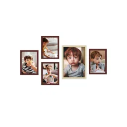 Art Street Brown Synthetic Country Side Wall Photo Frame - Set of 5-picture-33