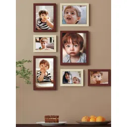Art Street Brown Synthetic Dark Horse Wall Photo Frame - Set of 7-picture-22