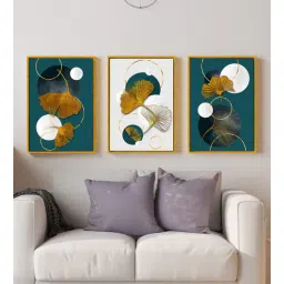 art street Canvas Prints Abstract Leaf Paintings Green and White Picture Large Gold Ginkgo Biloba-picture-36