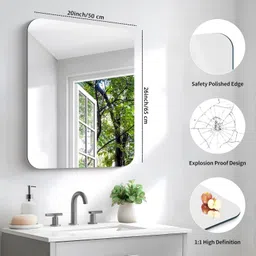 art street Frameless Unframed Wall Mount Rectangular Mirror Curve and Smooth Edges Bathroom Mirror-picture-17