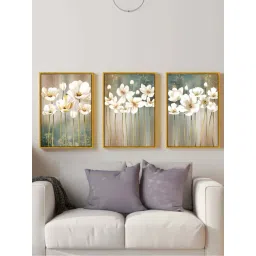 Art Street Gold & White Magnolia Flower Creative Nordic Minimalist Wall Art Print - Set of 3-picture-20