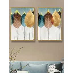 Art Street Gold Canvas Colorful Leaves Pictures Canvas Framed Wall Art - Set of 2-picture-16