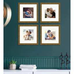 art street Gold Synthetic Wood Wall In Gold Colour, Set Of 4 Collage Photo Frames-picture-37