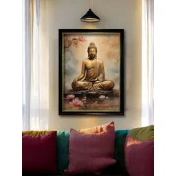 Art Street Gold-Toned & Black 1 Piece Synthetic Wood Religious Wall Paintings-picture-15
