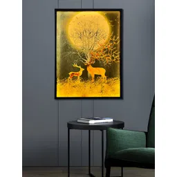 Art Street Gold Toned & White Animals LED Canvas Wall Art-picture-17