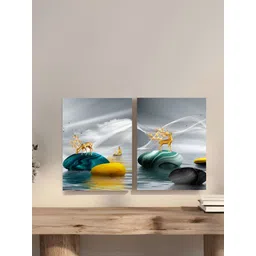 Art Street Green & Grey 2 Pieces Canvas Deer Painting Wall Arts-picture-24