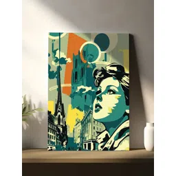Art Street Green & Orange Face Pop Canvas Painting Wall Art-picture-18